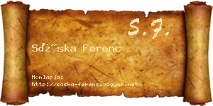 Sáska Ferenc névjegykártya